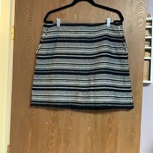 Loft Black & White Striped Fit & Flare Skirt